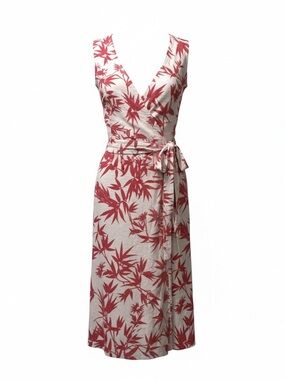 Polo by Ralph Lauren Red Floral Wrap Midi Dress